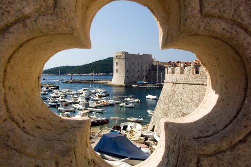 Dubrovnik port old fortress and the old town