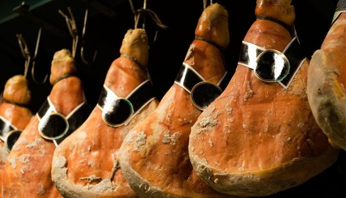Hanging prosciutto