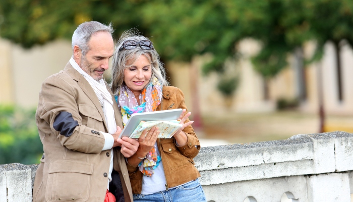 Retired couple travelling