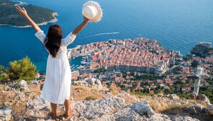 Tourist overlooking Dubrovnik