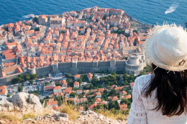 Tourist overlooking Dubrovnik