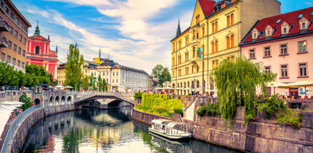 Arch bridge in Ljubljana, Slovenia